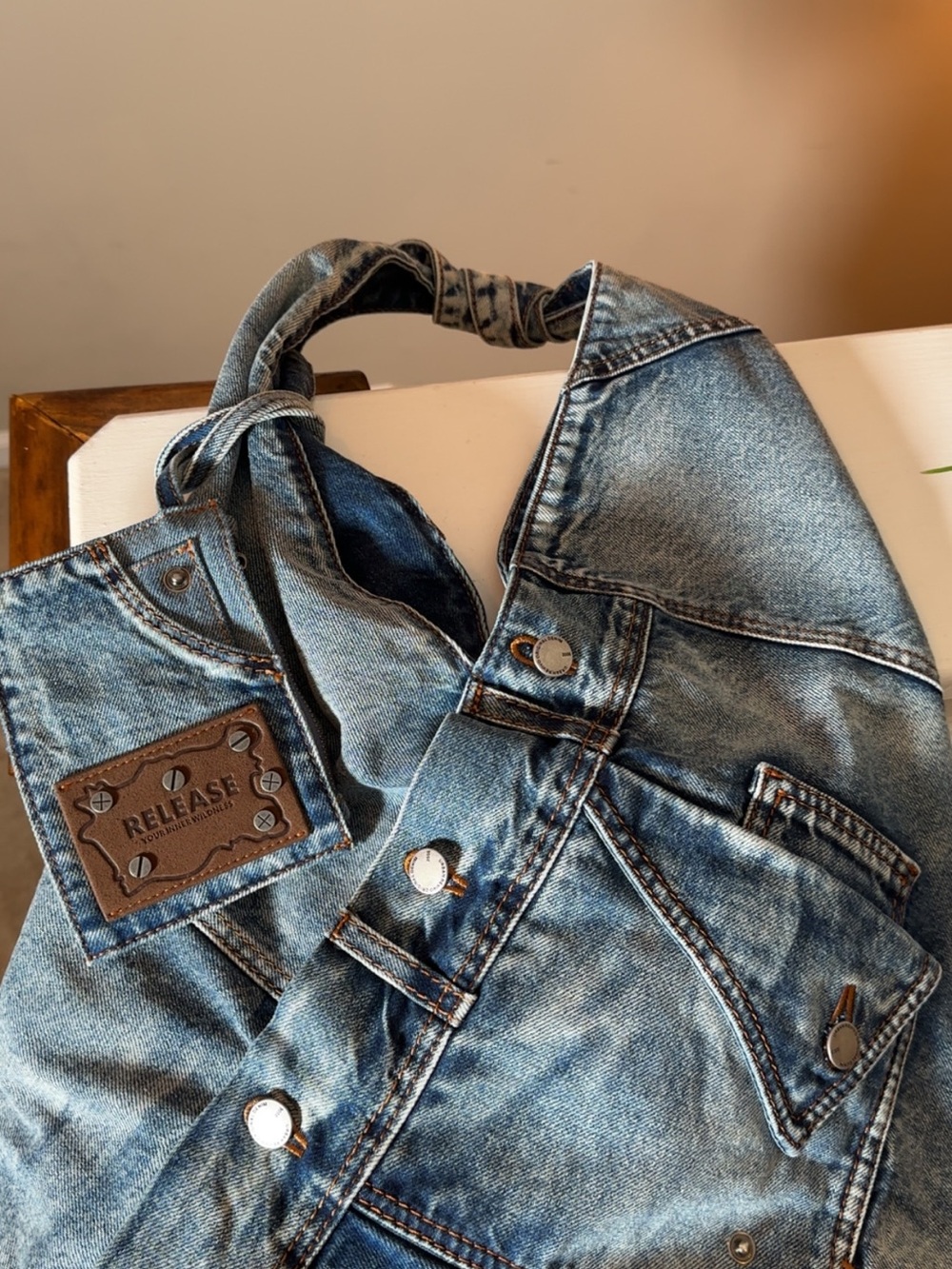 Release Denim Hobo Bag in Faded Blue - Picture 7 of 7